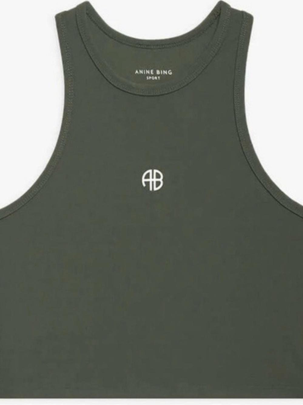 Anine Bing Olive Green Logo Crop Tank